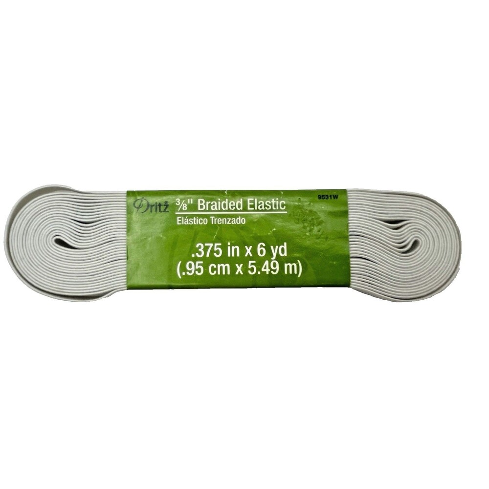 3/8" Braided Elastic Dritz .375 in x 6 yards White 9531W 2013